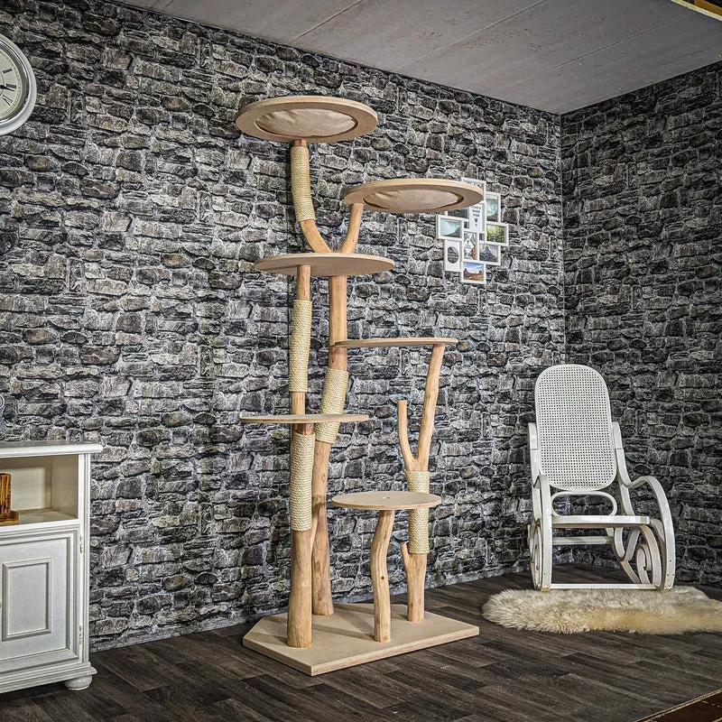 Eckkratzbaum Naturkratzbaum 3773 Kratzbaum Natur Holz Design 205 cm hoch Katzenbaum