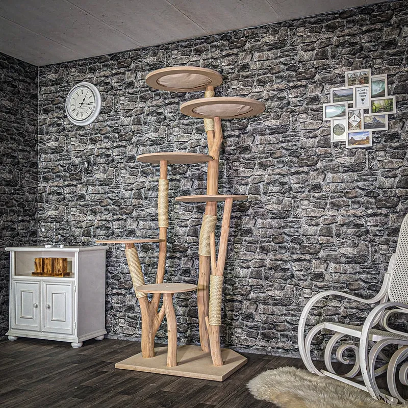 Eckkratzbaum Naturkratzbaum 3773 Kratzbaum Natur Holz Design 205 cm hoch Katzenbaum
