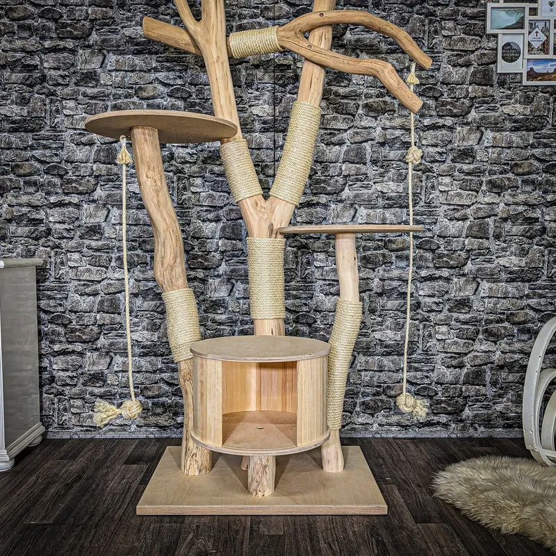 Naturkratzbaum 3768 Kratzbaum Natur Holz Design 195 cm hoch Katzenbaum