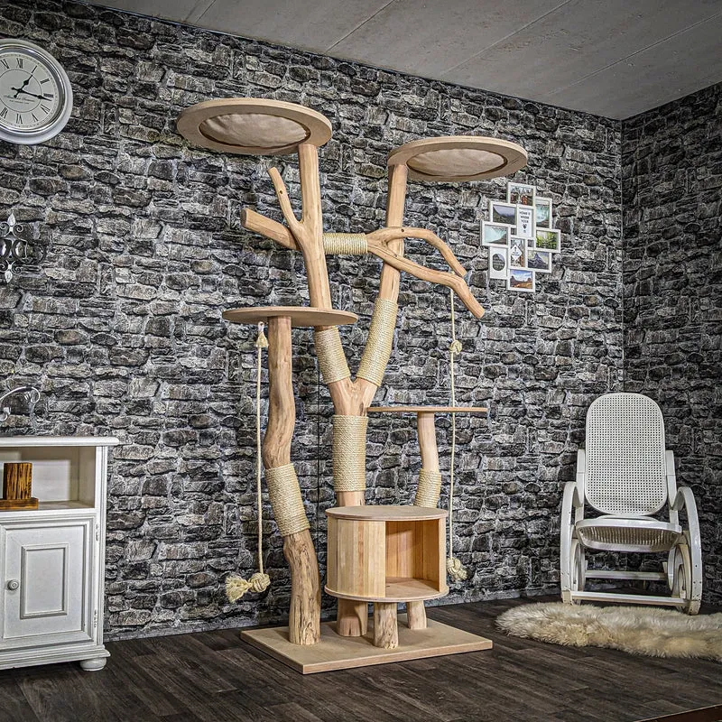Naturkratzbaum 3768 Kratzbaum Natur Holz Design 195 cm hoch Katzenbaum