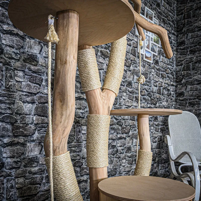 Naturkratzbaum 3768 Kratzbaum Natur Holz Design 195 cm hoch Katzenbaum
