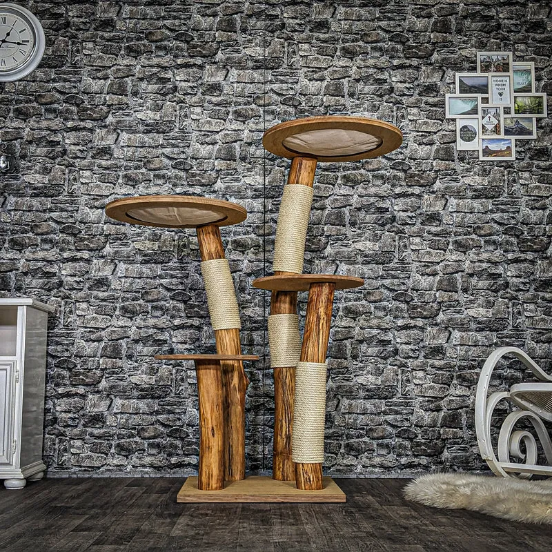 Naturkratzbaum 3766 Kratzbaum Natur Holz Design 145 cm hoch Katzenbaum