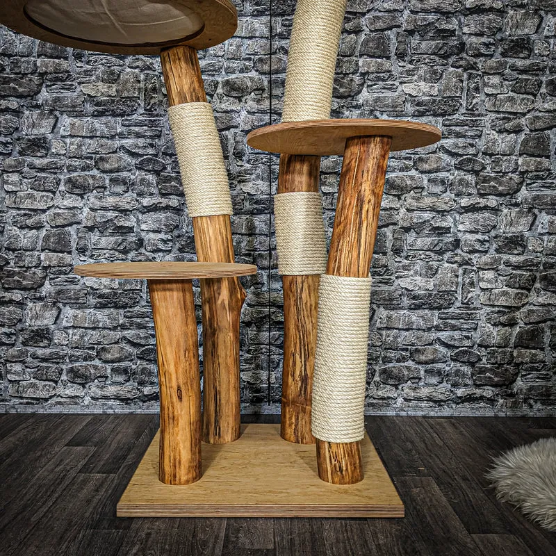 Naturkratzbaum 3766 Kratzbaum Natur Holz Design 145 cm hoch Katzenbaum