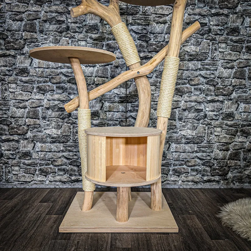 Naturkratzbaum 3763 Kratzbaum Natur Holz Design 165 cm hoch Katzenbaum