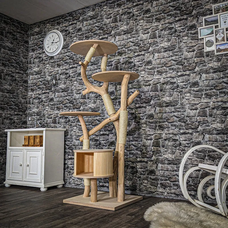 Naturkratzbaum 3763 Kratzbaum Natur Holz Design 165 cm hoch Katzenbaum