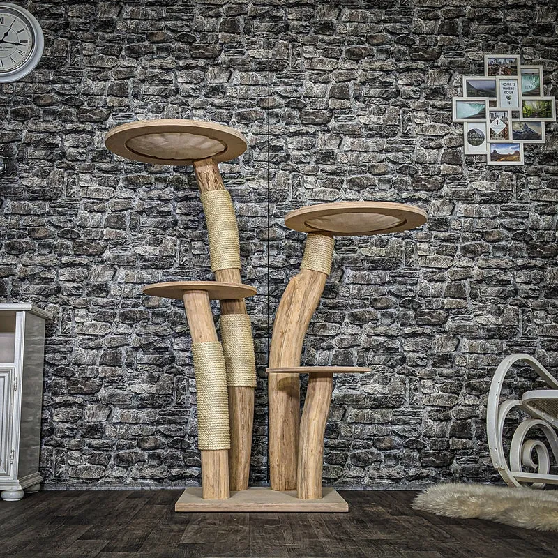 Naturkratzbaum 3761 Kratzbaum Natur Holz Design 140 cm hoch Katzenbaum