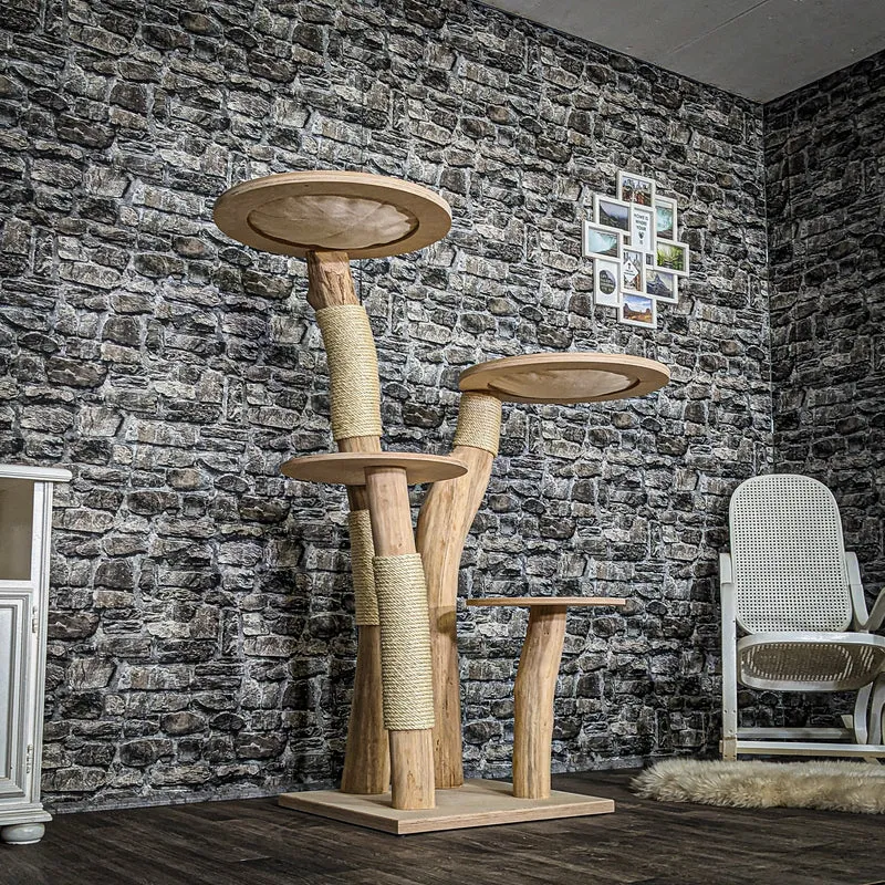Naturkratzbaum 3761 Kratzbaum Natur Holz Design 140 cm hoch Katzenbaum