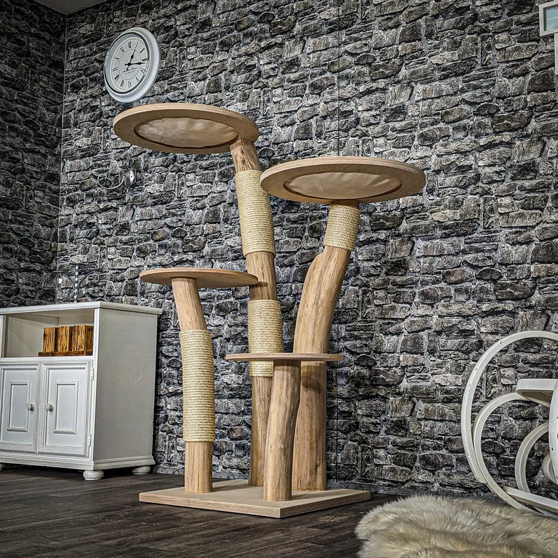 Naturkratzbaum 3761 Kratzbaum Natur Holz Design 140 cm hoch Katzenbaum