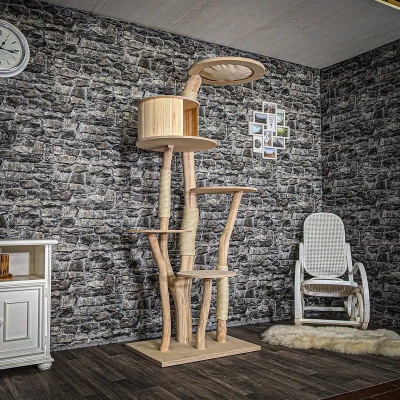Naturkratzbaum 3760 Kratzbaum Natur Holz Design 205 cm hoch Katzenbaum