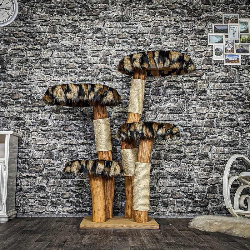 Naturkratzbaum 3759 Kratzbaum Natur Holz Design 140 cm hoch Katzenbaum