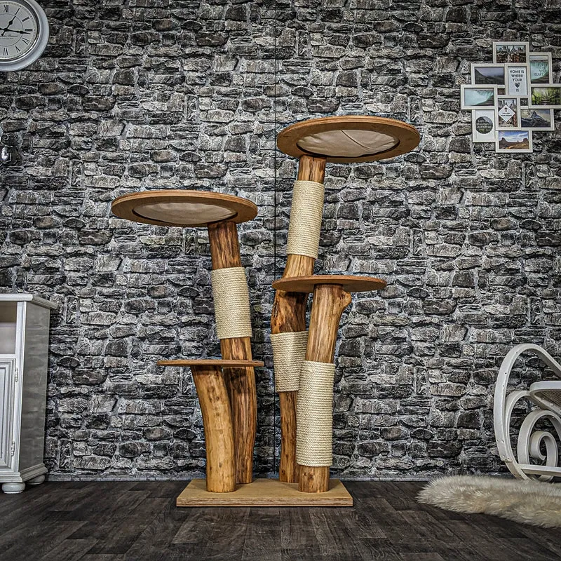 Naturkratzbaum 3759 Kratzbaum Natur Holz Design 140 cm hoch Katzenbaum