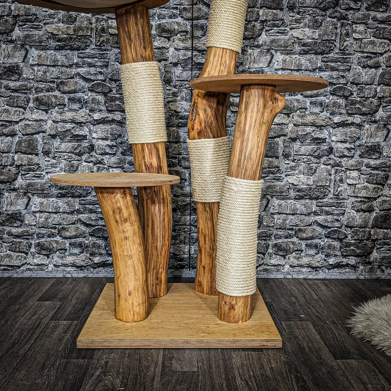 Naturkratzbaum 3759 Kratzbaum Natur Holz Design 140 cm hoch Katzenbaum