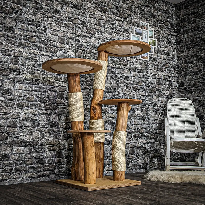 Naturkratzbaum 3759 Kratzbaum Natur Holz Design 140 cm hoch Katzenbaum