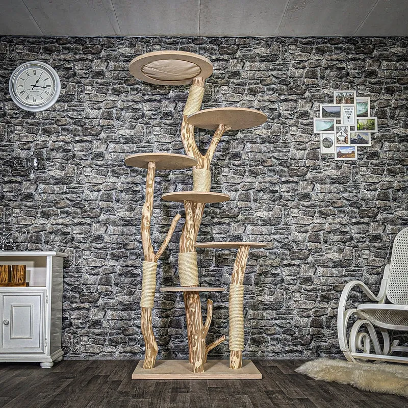 Naturkratzbaum 3754 Kratzbaum Natur Holz Design 206 cm hoch Katzenbaum