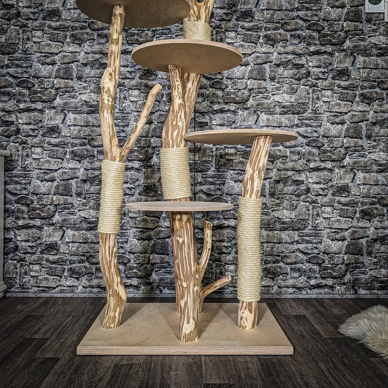 Naturkratzbaum 3754 Kratzbaum Natur Holz Design 206 cm hoch Katzenbaum