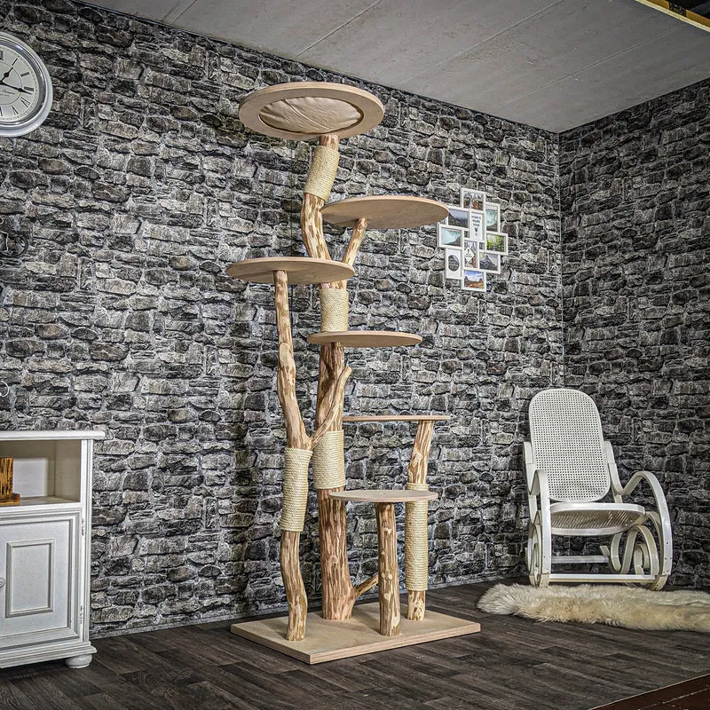 Naturkratzbaum 3754 Kratzbaum Natur Holz Design 206 cm hoch Katzenbaum