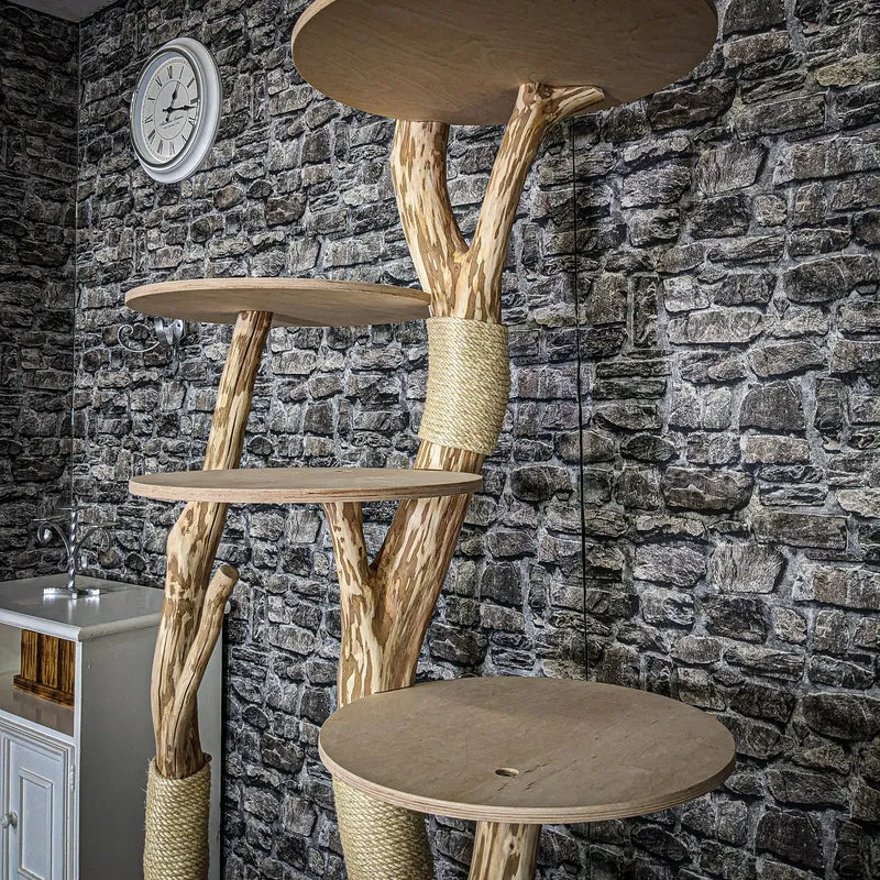 Naturkratzbaum 3754 Kratzbaum Natur Holz Design 206 cm hoch Katzenbaum