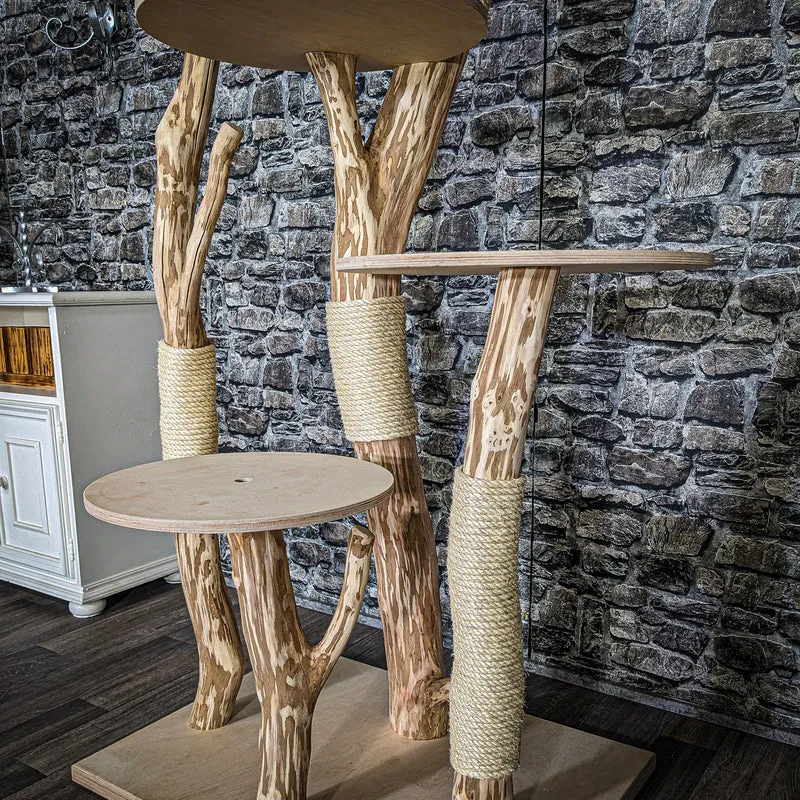 Naturkratzbaum 3754 Kratzbaum Natur Holz Design 206 cm hoch Katzenbaum