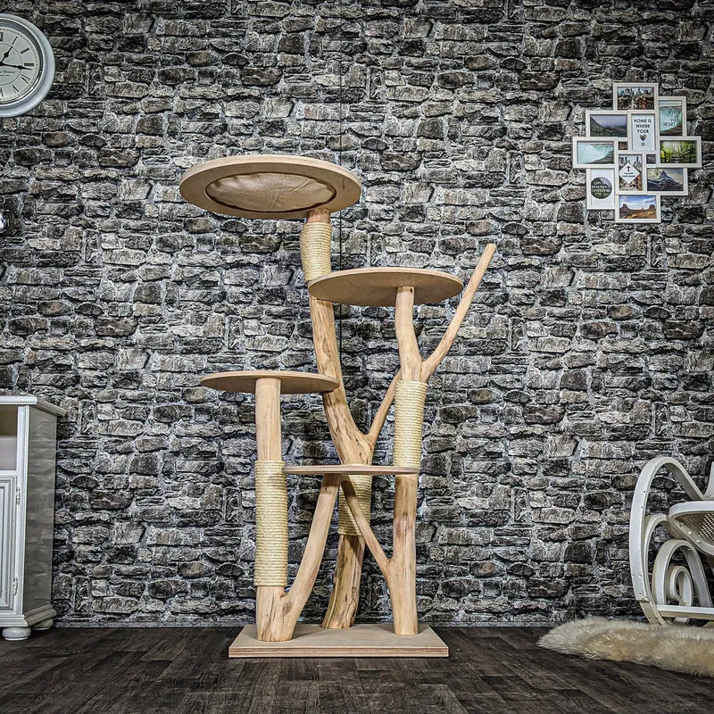 Naturkratzbaum 3753 Kratzbaum Natur Holz Design 145 cm hoch Katzenbaum