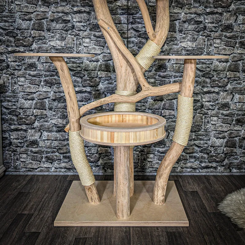 Naturkratzbaum 3750 Kratzbaum Natur Holz Design 215 cm hoch Katzenbaum