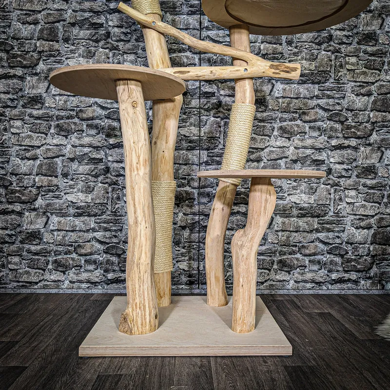Naturkratzbaum 3749 Kratzbaum Natur Holz Design 145 cm hoch Katzenbaum