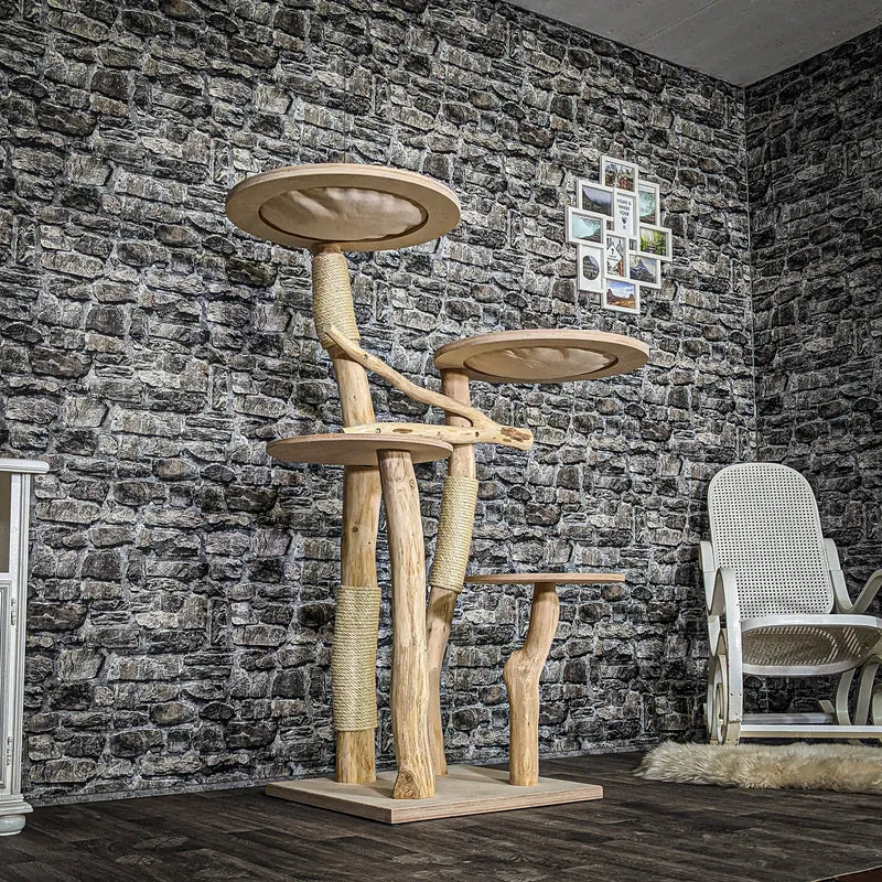 Naturkratzbaum 3749 Kratzbaum Natur Holz Design 145 cm hoch Katzenbaum