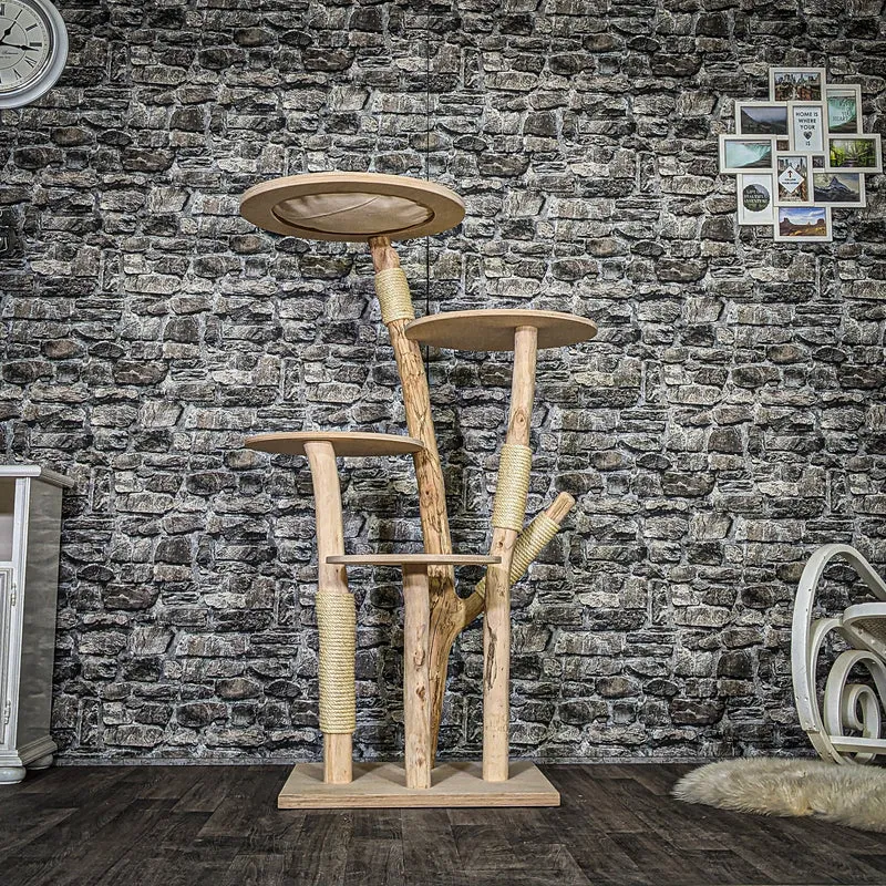 Naturkratzbaum 3745 Kratzbaum Natur Holz Design 145 cm hoch Katzenbaum