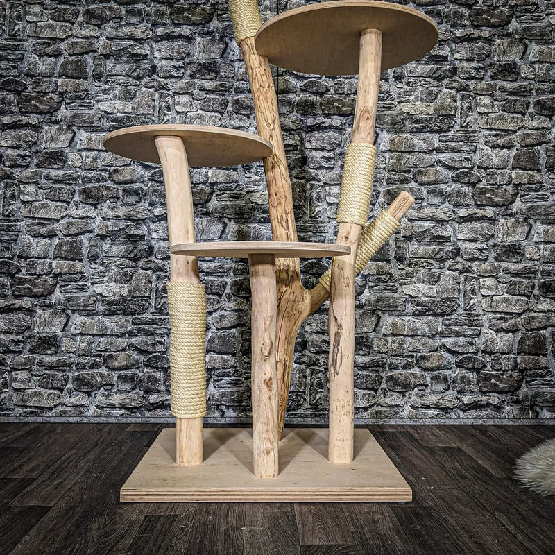 Naturkratzbaum 3745 Kratzbaum Natur Holz Design 145 cm hoch Katzenbaum
