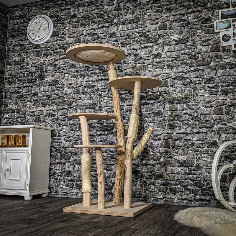 Naturkratzbaum 3745 Kratzbaum Natur Holz Design 145 cm hoch Katzenbaum