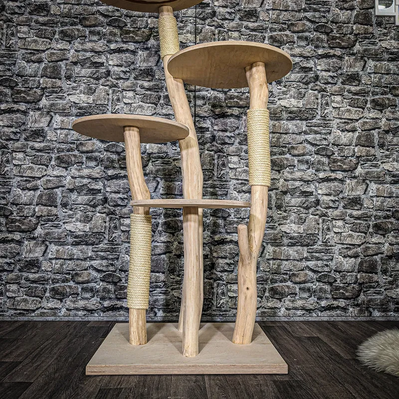 Naturkratzbaum 3744 Kratzbaum Natur Holz Design 145 cm hoch Katzenbaum