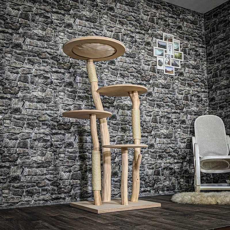 Naturkratzbaum 3744 Kratzbaum Natur Holz Design 145 cm hoch Katzenbaum