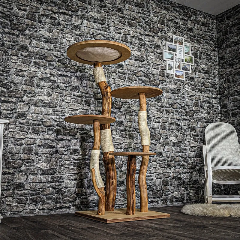 Naturkratzbaum 3743 Kratzbaum Natur Holz Design 147 cm hoch Katzenbaum