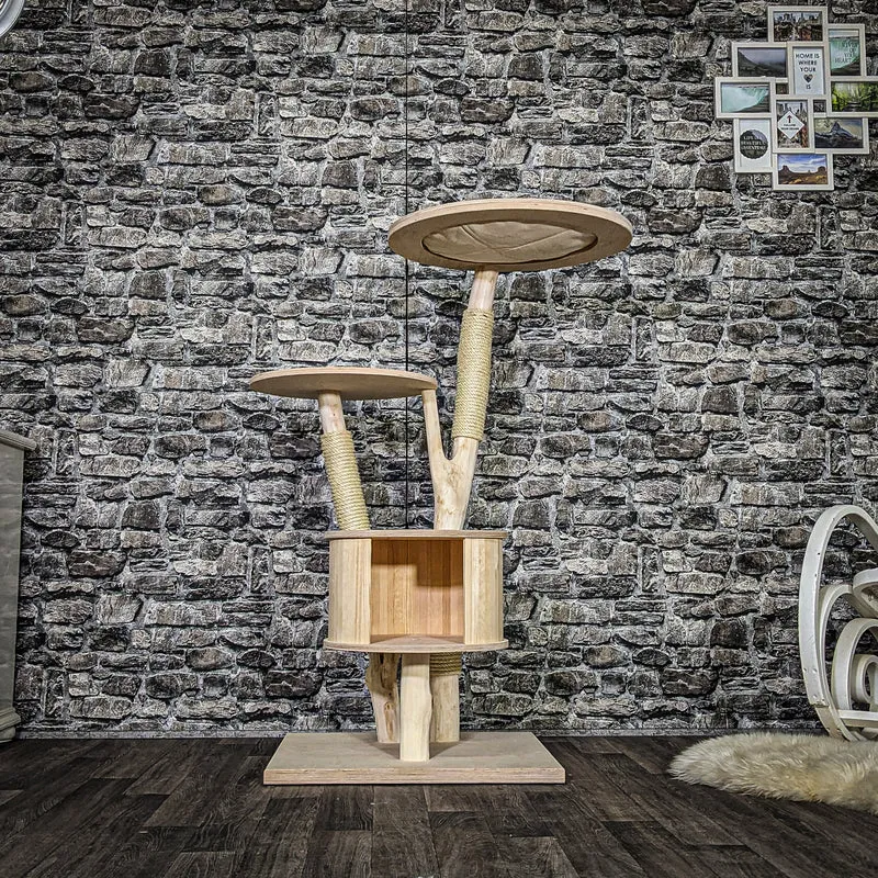 Naturkratzbaum 3742 Kratzbaum Natur Holz Design 123 cm hoch Katzenbaum