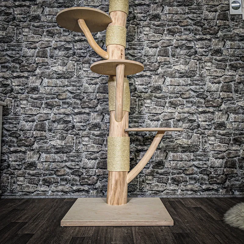 Naturkratzbaum 3740 Kratzbaum Natur Holz Design 172 cm hoch Katzenbaum