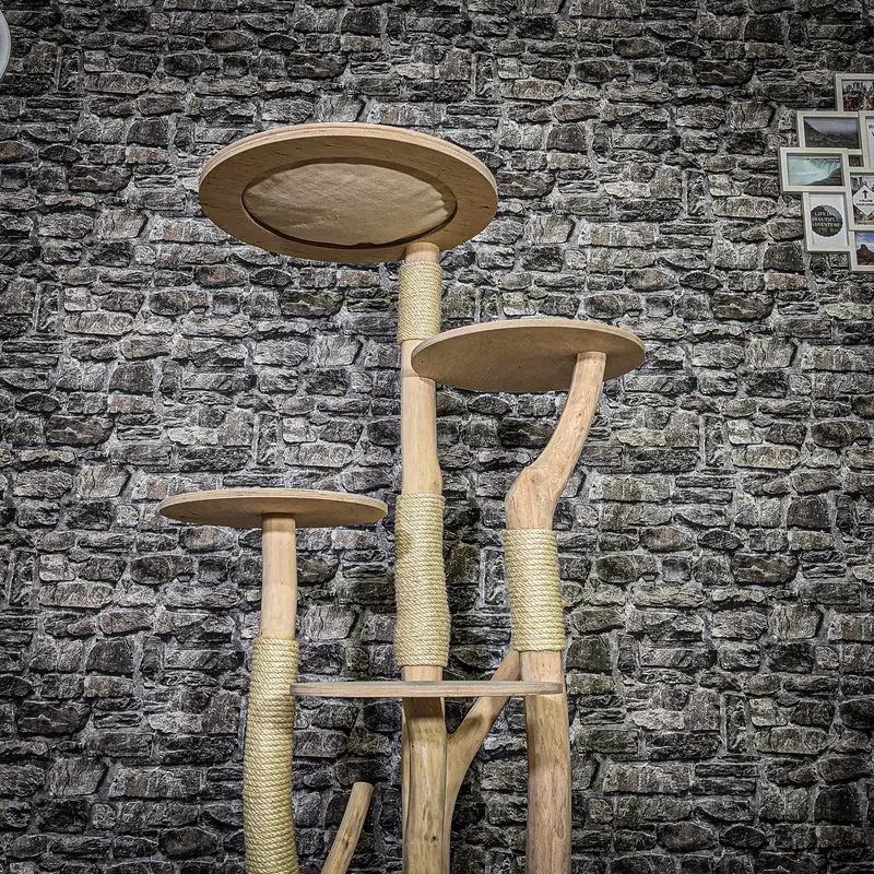 Naturkratzbaum 3739 Kratzbaum Natur Holz Design 145 cm hoch Katzenbaum