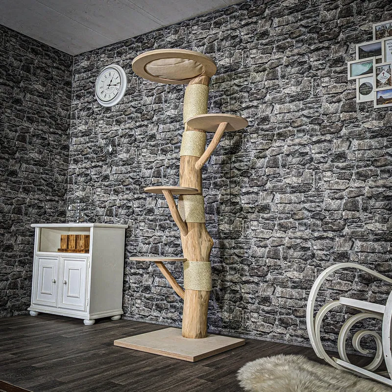 Naturkratzbaum 3738 Kratzbaum Natur Holz Design 185 cm hoch Katzenbaum