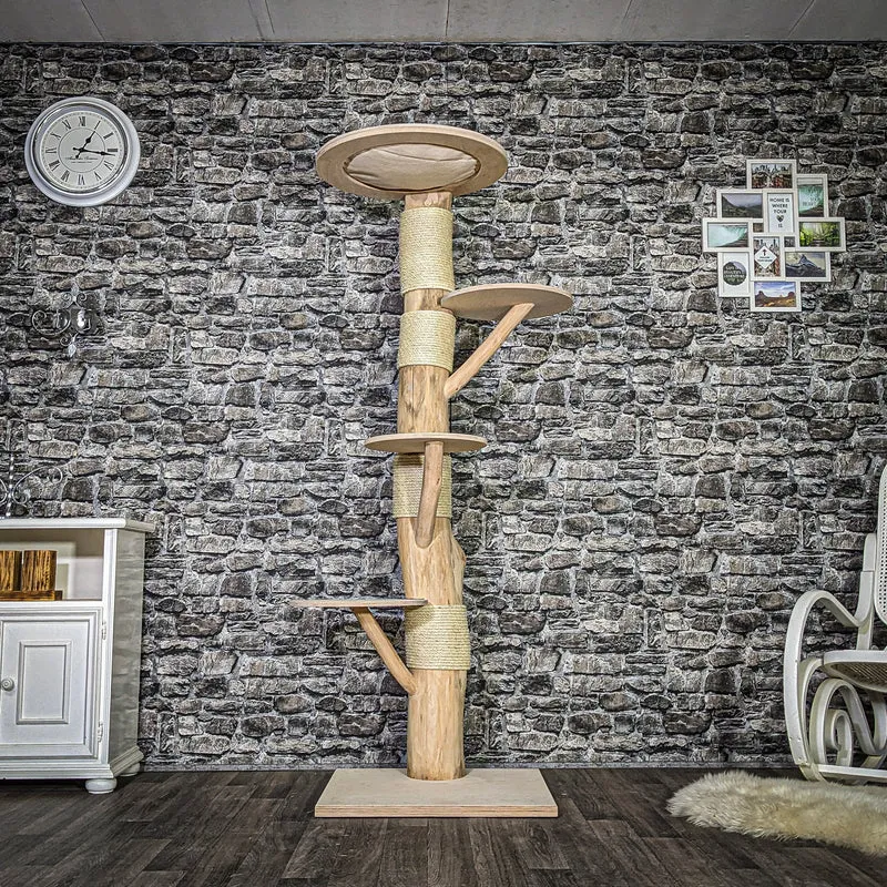 Naturkratzbaum 3738 Kratzbaum Natur Holz Design 185 cm hoch Katzenbaum