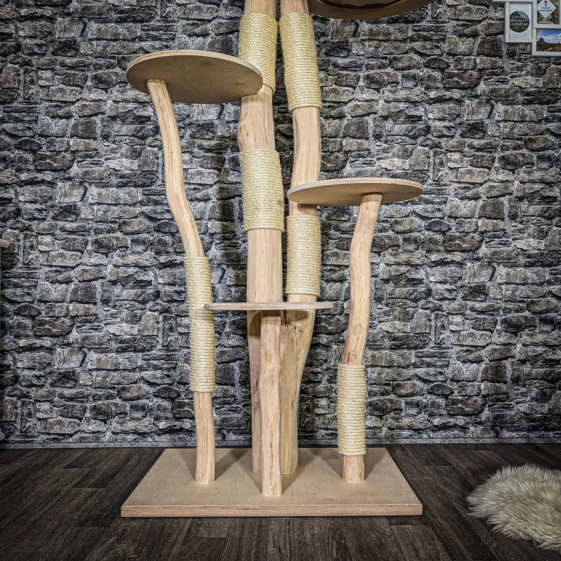 Naturkratzbaum 3737 Kratzbaum Natur Holz Design 192 cm hoch Katzenbaum