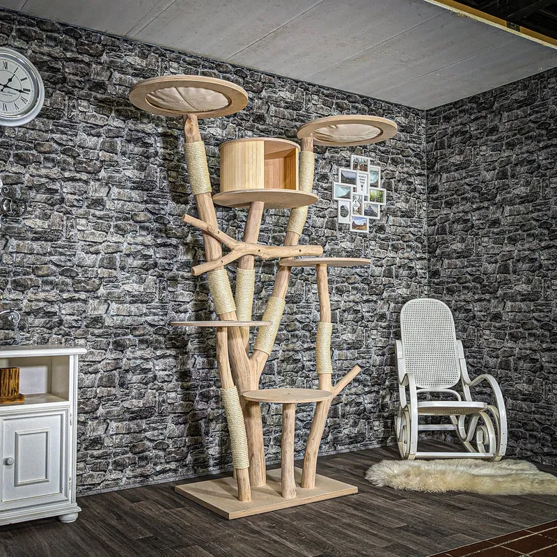 Naturkratzbaum 3734 Kratzbaum Natur Holz Design 200 cm hoch Katzenbaum