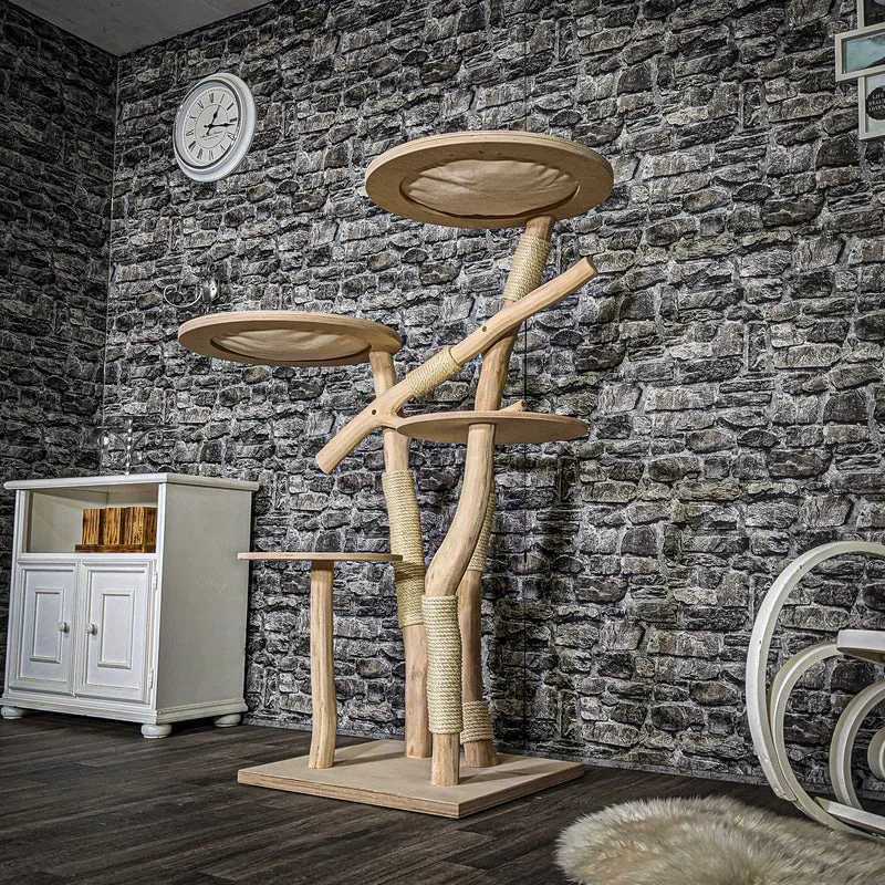 Naturkratzbaum 3733 Kratzbaum Natur Holz Design 145 cm hoch Katzenbaum