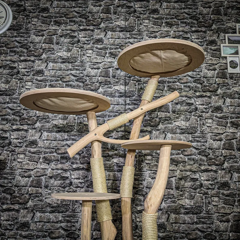 Naturkratzbaum 3733 Kratzbaum Natur Holz Design 145 cm hoch Katzenbaum