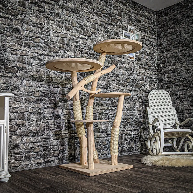 Naturkratzbaum 3733 Kratzbaum Natur Holz Design 145 cm hoch Katzenbaum