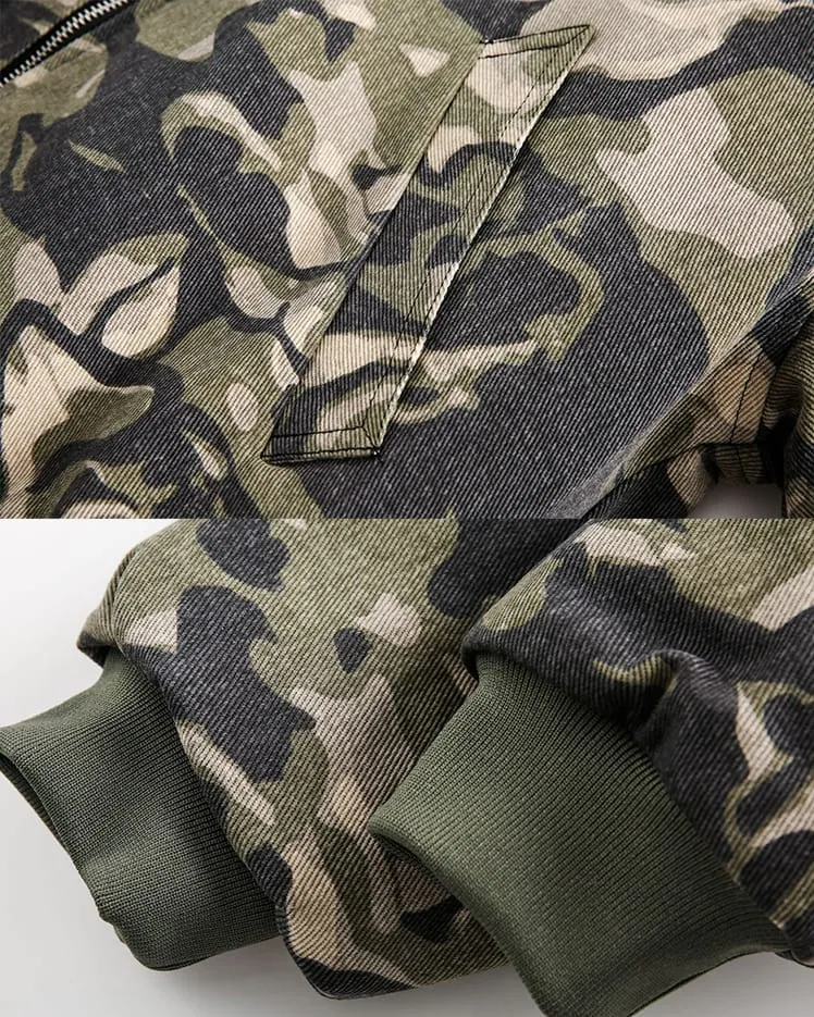 Camouflage Fur Collar Padded Jacket