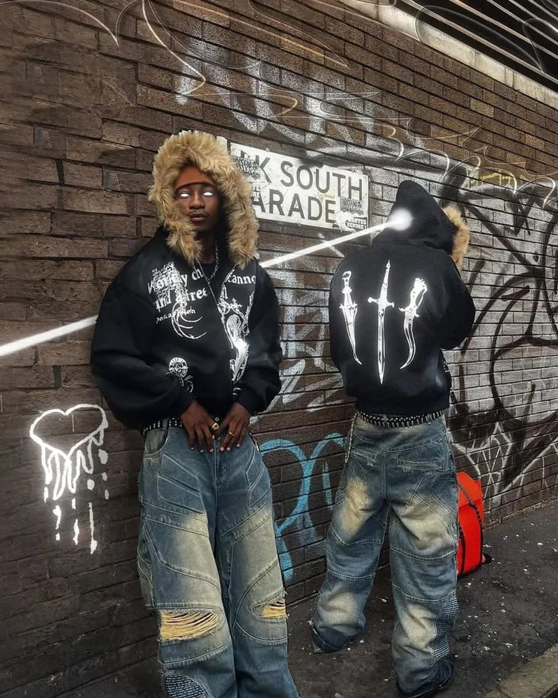 Urban Deconstructed Style Biker Jeans