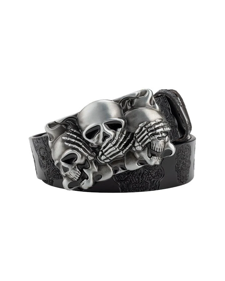 Skull Metal Buckle Leather Belt