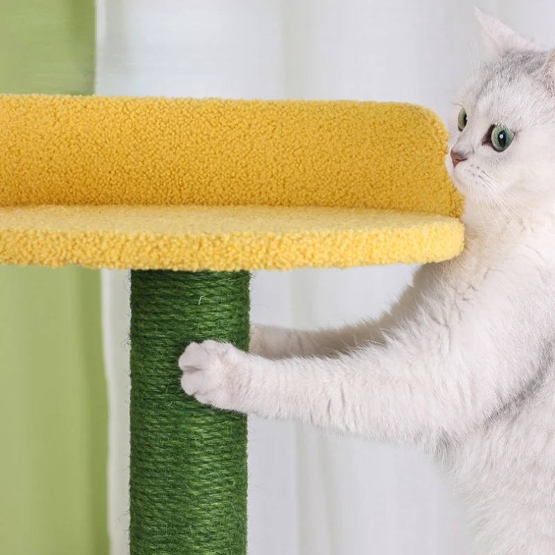 Katzenbaum für große Katzen, Regenbogen Katzen-Kletterbaum mit doppeltem Katzenloch & Katzenball, ideal für Mehrkatzenhaushalte