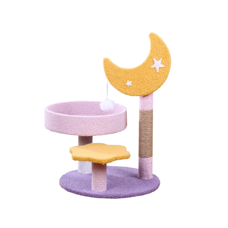 Katzen Baum, Katzenkratzbaum mit Drei Ebenen, Strapazierfähigem Sisal & Flauschigem Katzenbett für Spiel und Entspannung