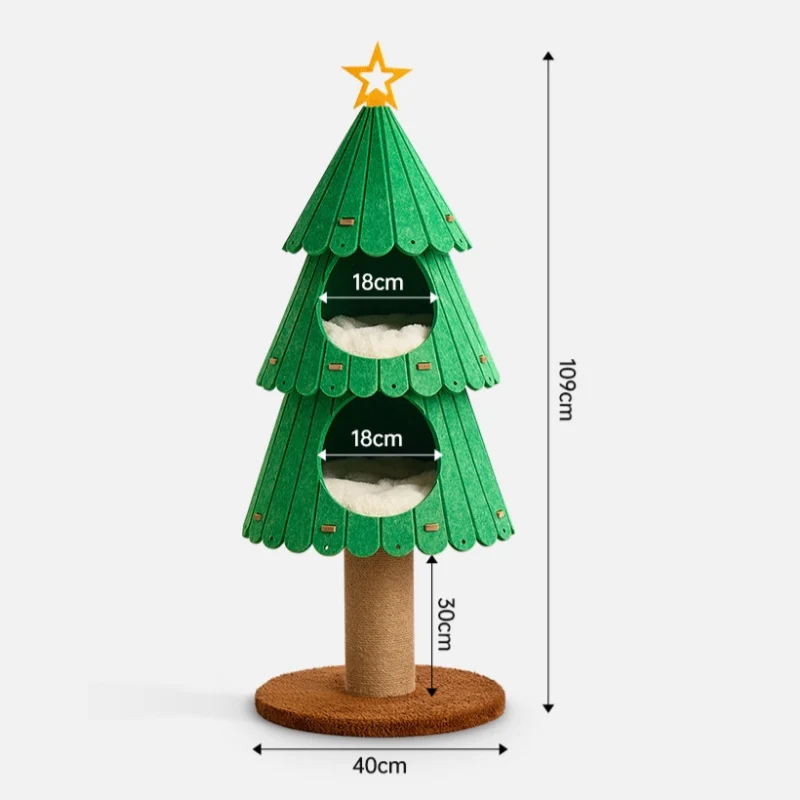 Katzen Baum, Weihnachtsbaum für Katzen, Doppelschichtiger gemütlichem Plüsch Katzenbett für zwei Katzen