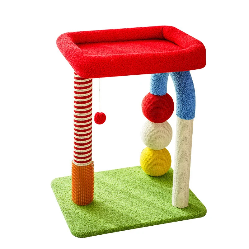 Katzen Baum, Farbiger U-Form Kleiner Katzenkratzbaum, Sisal Kratzsäule für Krallenpflege, Bequeme Katzenliege & Katzenball