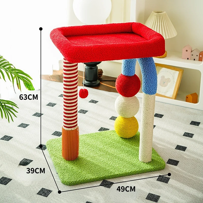 Katzen Baum, Farbiger U-Form Kleiner Katzenkratzbaum, Sisal Kratzsäule für Krallenpflege, Bequeme Katzenliege & Katzenball